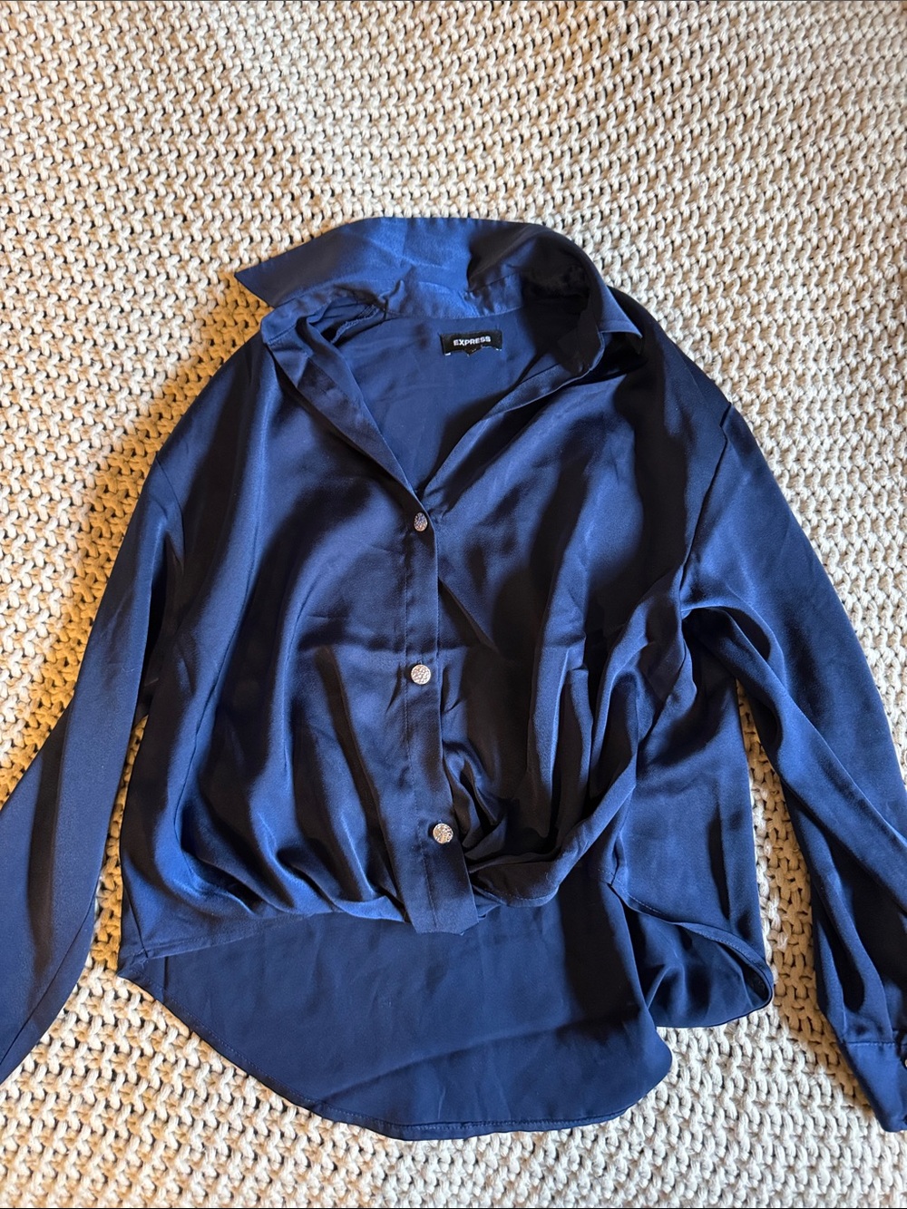 Express Navy Collared Button-Front Blouse Jacket
